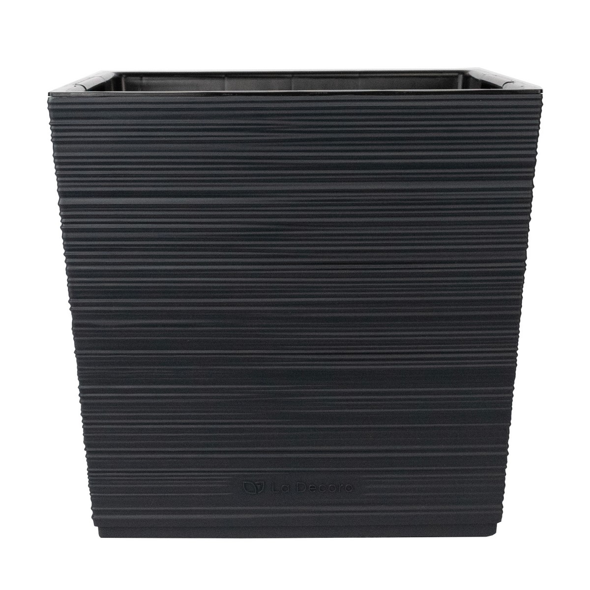 Кашпо квадратное со вставкой Ля Декоро (пластик), 32х32xH30,5см, 19л, антрацитовый в интернет-магазине флористических аксессуаров Азалия Декор