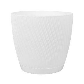 Цв. горшок с поддоном Мика (пластик), D15xH14см, 1,75л, белый в интернет-магазине флористических аксессуаров Азалия Декор