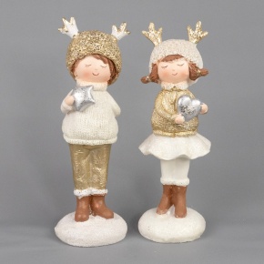 Сувенир Мальчик/Девочка (полирезин), Н15,5х6х5,5см, в асс., шампань в интернет-магазине флористических аксессуаров Азалия Декор