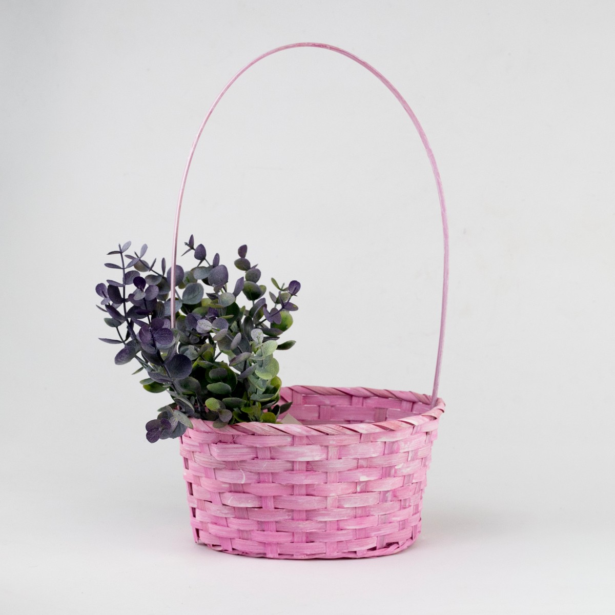 Корзина плетеная (бамбук), 21х15х10хH38см, розовый в интернет-магазине флористических аксессуаров Азалия Декор