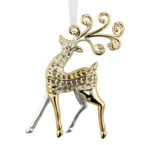 Украшение подвесное Олень (пластик), 13х9х2см, золотой в интернет-магазине флористических аксессуаров Азалия Декор