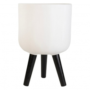 Кашпо на подставке Стоун (файбергласс), D37xH66,5см, белый в интернет-магазине флористических аксессуаров Азалия Декор