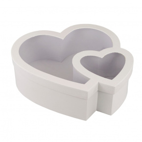 Коробка подарочная Сердце двойное (картон), 30,5x28xH11см, белый в интернет-магазине флористических аксессуаров Азалия Декор