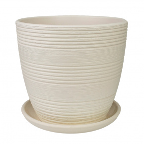 Цв. горшок с поддоном Халва (керамика), D17,5xH15,5см, 2,3л, белый в интернет-магазине флористических аксессуаров Азалия Декор