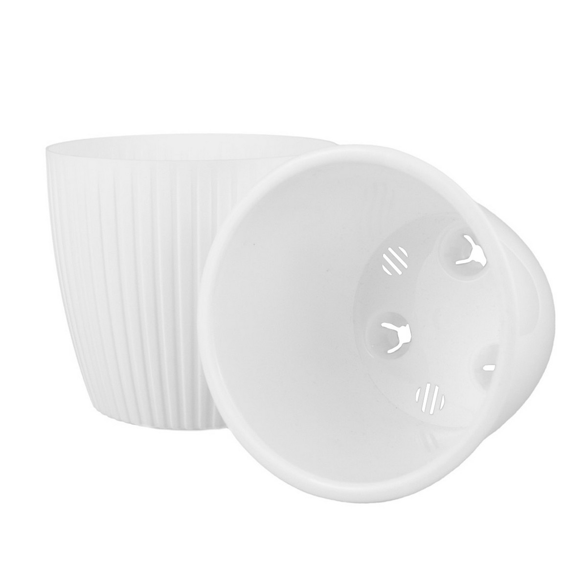 Кашпо со вставкой Эви (пластик), D17.5xH15.5см, 3л, белый в интернет-магазине флористических аксессуаров Азалия Декор