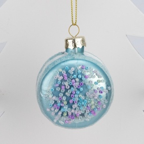 Украшение подвесное Макарон (стекло), 6,5х5,5х4,5см, голубой в интернет-магазине флористических аксессуаров Азалия Декор