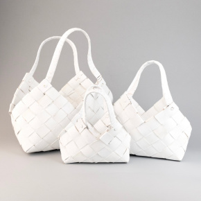 Набор корзин плетеных Сумка 3шт. (секвойя), 28x18x19xН30см, отбеленный в интернет-магазине флористических аксессуаров Азалия Декор