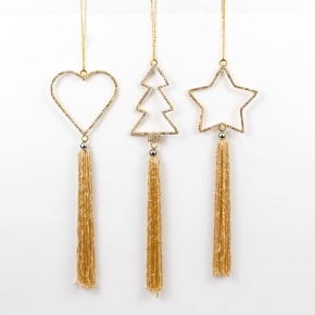 Украшение подвесное (металл), 25х8см, в асс, золотой в интернет-магазине флористических аксессуаров Азалия Декор