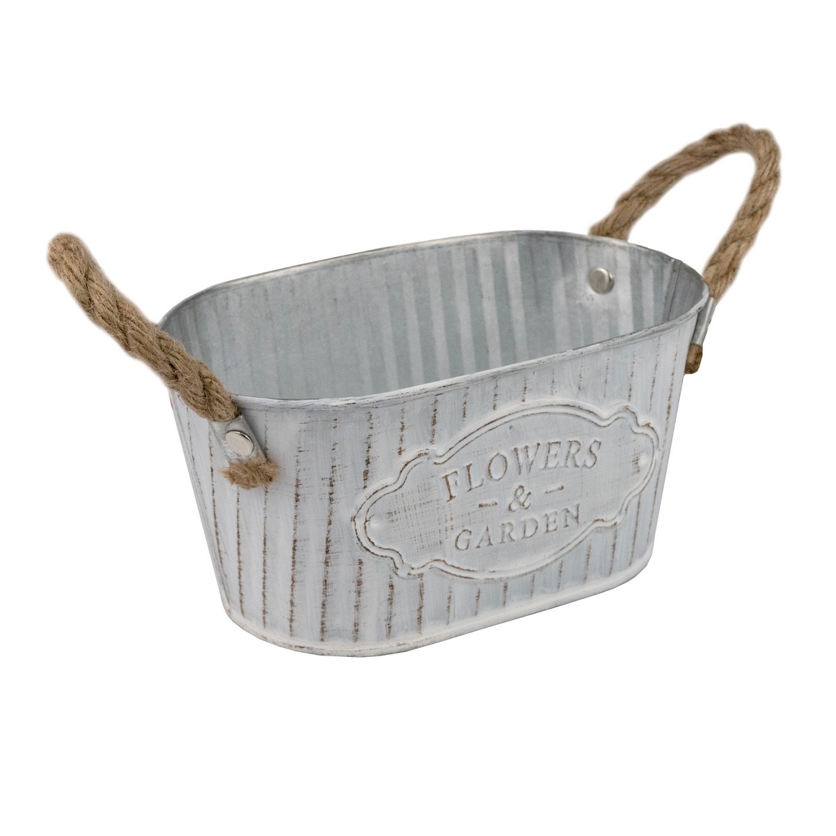 Кашпо с ручками (металл), 24x14хH11см, белый в интернет-магазине флористических аксессуаров Азалия Декор