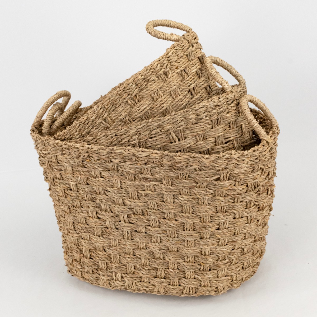 Набор корзин плетеных 3шт. (растительный материал), 44х35xH26см, натуральный в интернет-магазине флористических аксессуаров Азалия Декор