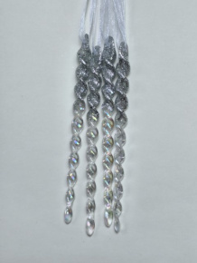 Набор украшений подвесных Сосулька с глиттером 4шт. (пластик), 13,5см, серебряный в интернет-магазине флористических аксессуаров Азалия Декор