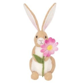 Сувенир Кролик (пенопласт/текстиль), H29x17x13см, коричневый/розовый в интернет-магазине флористических аксессуаров Азалия Декор