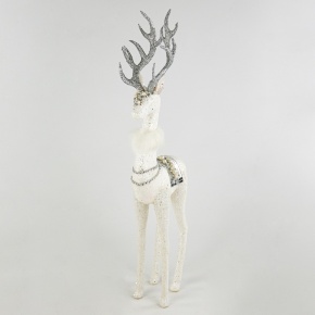 Сувенир Олень (пенопласт/текстиль), Н53х15х11см, бел./серебр. в интернет-магазине флористических аксессуаров Азалия Декор