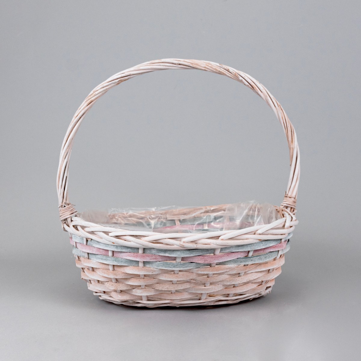 Набор корзин плетеных 3шт. (ива), 38x30x13xH35см, отбеленый/розовый/зеленый в интернет-магазине флористических аксессуаров Азалия Декор
