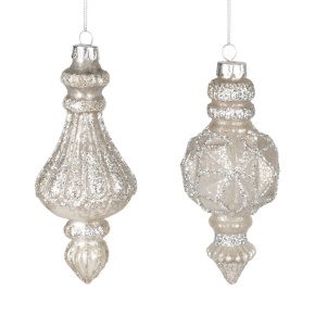 Украшение подвесное (стекло), Н13х6см, в асс., серебряный в интернет-магазине флористических аксессуаров Азалия Декор