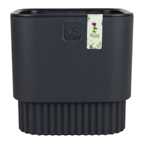 Кашпо со вставкой Бостон (пластик), 19x19xH18,5см, 5,5л, антрацит в интернет-магазине флористических аксессуаров Азалия Декор