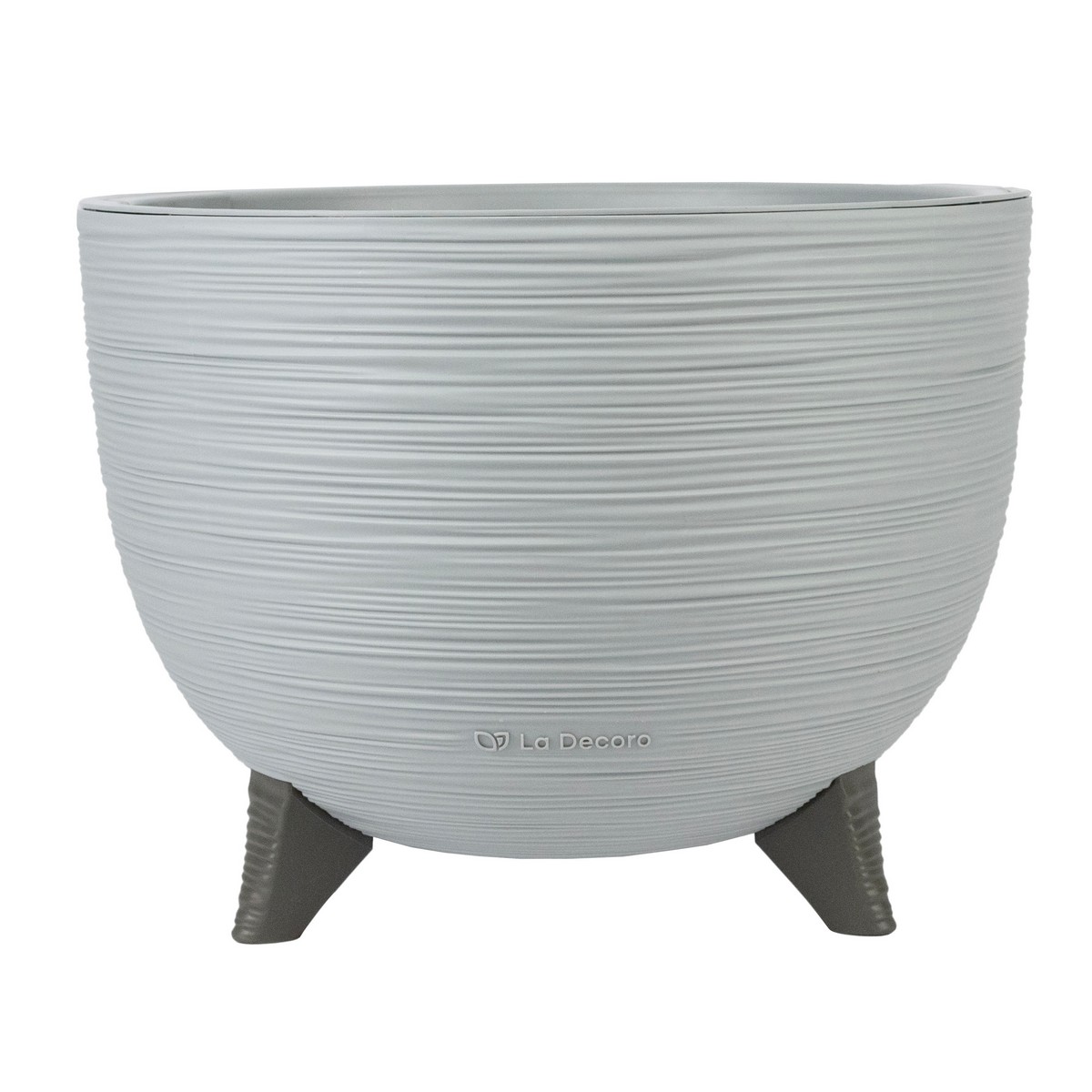 Кашпо на ножках со вставкой Ля Декоро (пластик), D32xH24см, 9,8л, серый в интернет-магазине флористических аксессуаров Азалия Декор