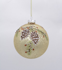 Украшение подвесное Шар (стекло), D10см, золотой в интернет-магазине флористических аксессуаров Азалия Декор