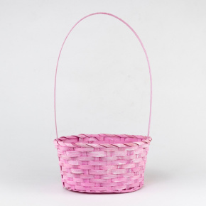 Корзина плетеная (бамбук), 21х15х10хH38см, розовый в интернет-магазине флористических аксессуаров Азалия Декор