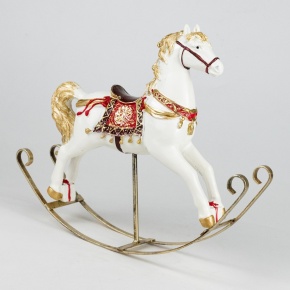 Сувенир Лошадка (полирезин), Н23х25х7см, белый/красный в интернет-магазине флористических аксессуаров Азалия Декор