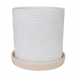 Цв. горшок с поддоном Тринити (бетон), D15xH15см, 1,82л, белый в интернет-магазине флористических аксессуаров Азалия Декор