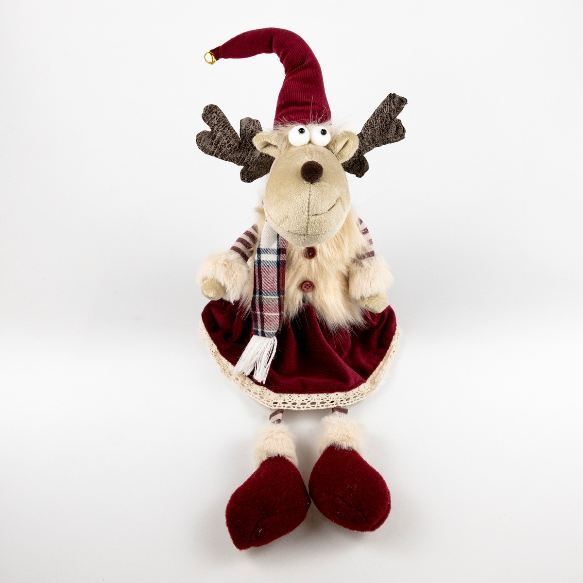 Сувенир Лось Мальчик/Девочка сидящий, Н48х18х18см, в асс., красный в интернет-магазине флористических аксессуаров Азалия Декор