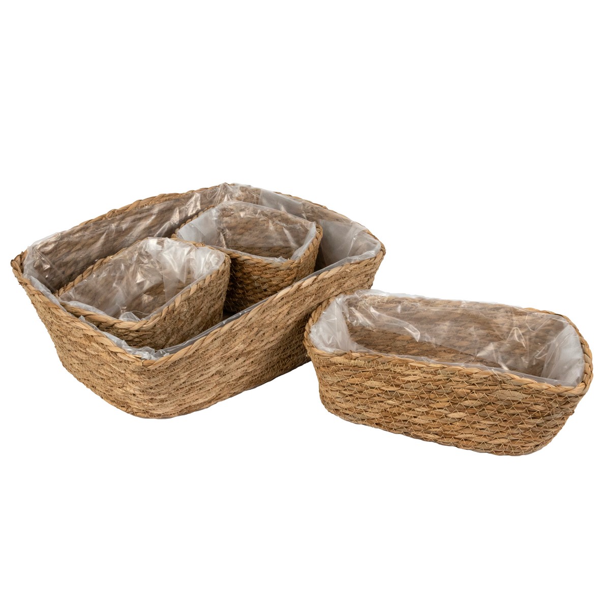 Набор корзин плетеных 4шт. (растительный материал), 37х31хH12см, натуральный в интернет-магазине флористических аксессуаров Азалия Декор