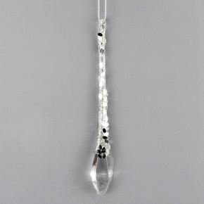 Украшение подвесное Сосулька (стекло), 15см, серебряный в интернет-магазине флористических аксессуаров Азалия Декор