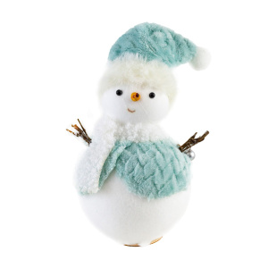 Сувенир Снеговик, H18см, белый/голубой в интернет-магазине флористических аксессуаров Азалия Декор