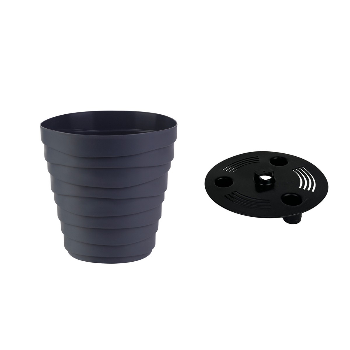 Кашпо Бархан (пластик), D14,5xH14,5см, 1,4л, антрацитовый в интернет-магазине флористических аксессуаров Азалия Декор