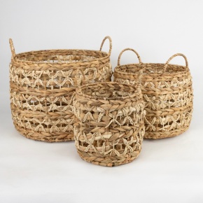 Набор корзин плетеных 3шт. (растительный материал), D39хH29см, натуральный в интернет-магазине флористических аксессуаров Азалия Декор