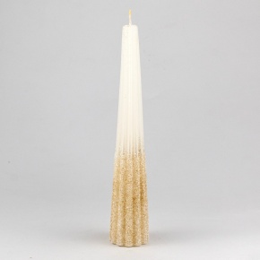 Свеча конусная с глиттером, H25xD4,5см, белый в интернет-магазине флористических аксессуаров Азалия Декор