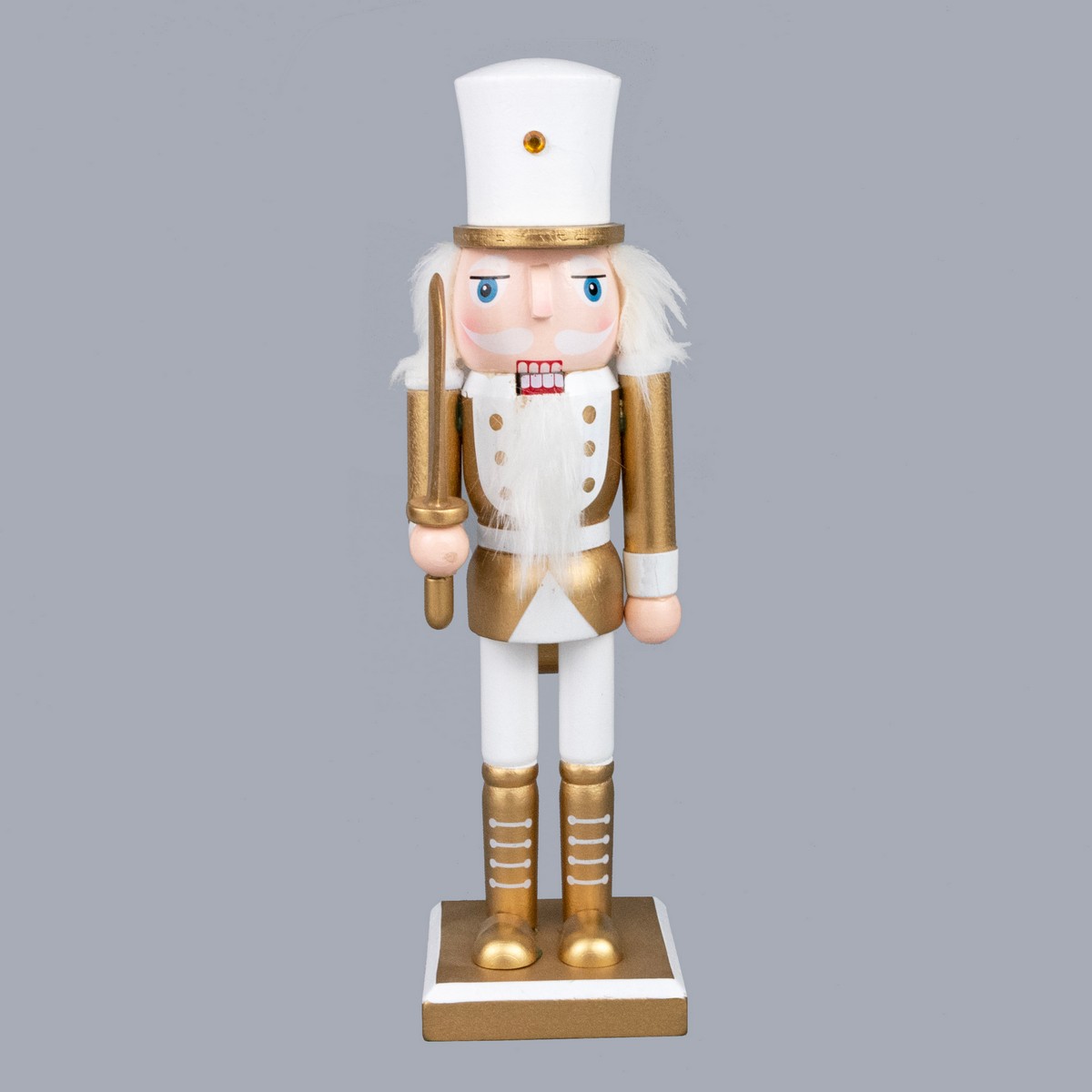 Сувенир Щелкунчик (дерево), 25х9х6см, в асс., белый/золотой в интернет-магазине флористических аксессуаров Азалия Декор