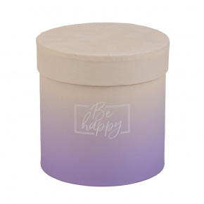 Коробка подарочная круглая Градиент, D11xH11см, кремовый/сиреневый в интернет-магазине флористических аксессуаров Азалия Декор