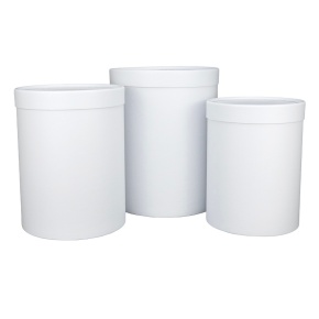 Набор коробок подарочных круглых 3шт., D20,5*H25,5см, белый в интернет-магазине флористических аксессуаров Азалия Декор