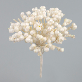 Ягоды на вставке, H14см, белый в интернет-магазине флористических аксессуаров Азалия Декор