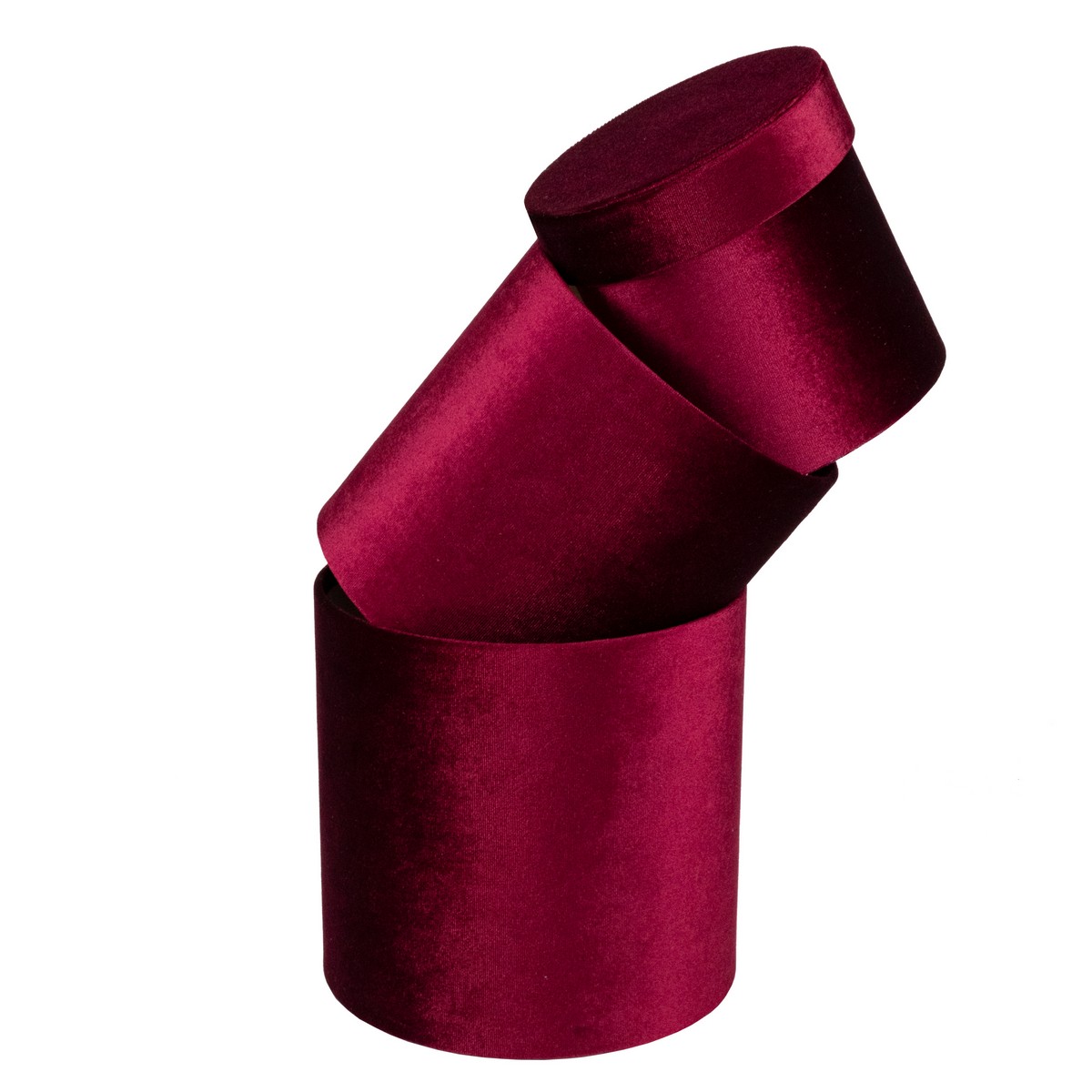 Набор коробок подарочных круглых 3шт., D18xH17,7см, бордовый в интернет-магазине флористических аксессуаров Азалия Декор