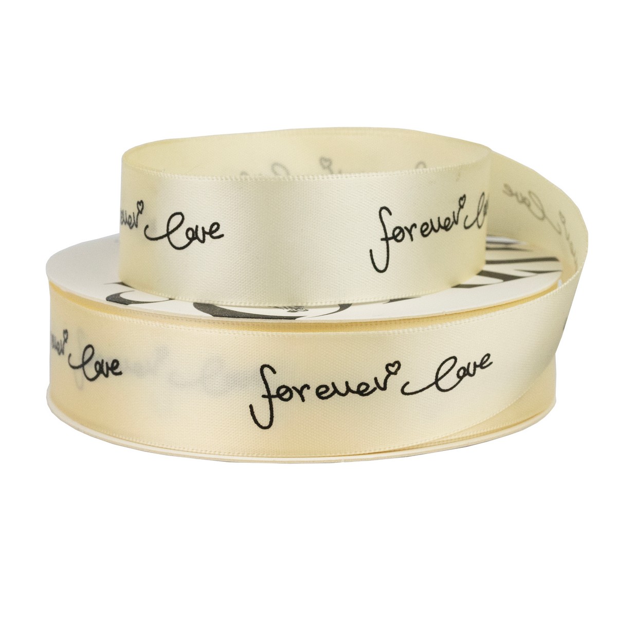 Лента Forever love (полиэстер), 25 мм 30,1 м, кремовый в интернет-магазине флористических аксессуаров Азалия Декор