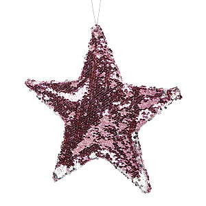 Украшение подвесное Звезда с пайетками, 30см, роз./серебр. в интернет-магазине флористических аксессуаров Азалия Декор