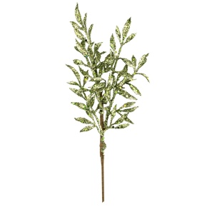 Ветка с листьями с глиттером, 26см, зеленый в интернет-магазине флористических аксессуаров Азалия Декор