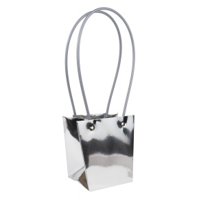 Пакет для цветов водостойкий (крафт), 13х9,5х13см (в уп. 10шт.), серебряный в интернет-магазине флористических аксессуаров Азалия Декор