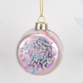 Украшение подвесное Макарон (стекло), 6,5х5,5х4,5см, светло-розовый в интернет-магазине флористических аксессуаров Азалия Декор