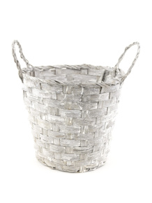 Кашпо плетеное (бамбук), D17хH15см, серый в интернет-магазине флористических аксессуаров Азалия Декор