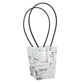 Пакет для цветов водостойкий Газета (крафт), 13х9,5х15см (в уп. 10шт.), белый/черный в интернет-магазине флористических аксессуаров Азалия Декор