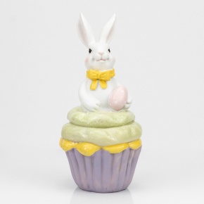 Сувенир Кролик на капкейке (полирезин), H14,5x7,5х7,5см, цв. в асс. в интернет-магазине флористических аксессуаров Азалия Декор