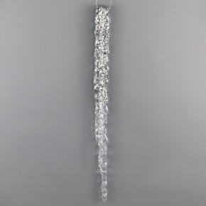 Украшение подвесное Сосулька с глиттером (пластик), 38см, прозрачный/серебряный в интернет-магазине флористических аксессуаров Азалия Декор