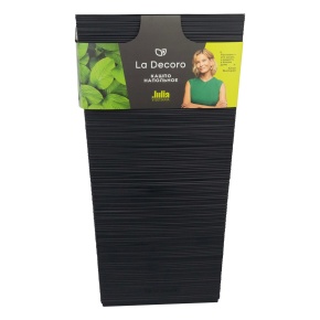 Кашпо квадратное со вставкой Ля Декоро (пластик), 37х37xH68см, 34,5л, антрацитовый в интернет-магазине флористических аксессуаров Азалия Декор