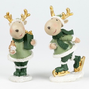 Сувенир Олень (полирезин), Н10,5х5х4,5см, в асс., зеленый в интернет-магазине флористических аксессуаров Азалия Декор