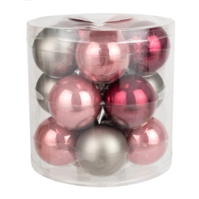 Набор шаров 15шт. в тубе (стекло), D6см, в асс., серый/красный в интернет-магазине флористических аксессуаров Азалия Декор