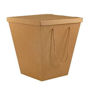 Коробка для букета 32х50х55см, с крышкой, натуральный, (в уп. 10 шт.) в интернет-магазине флористических аксессуаров Азалия Декор